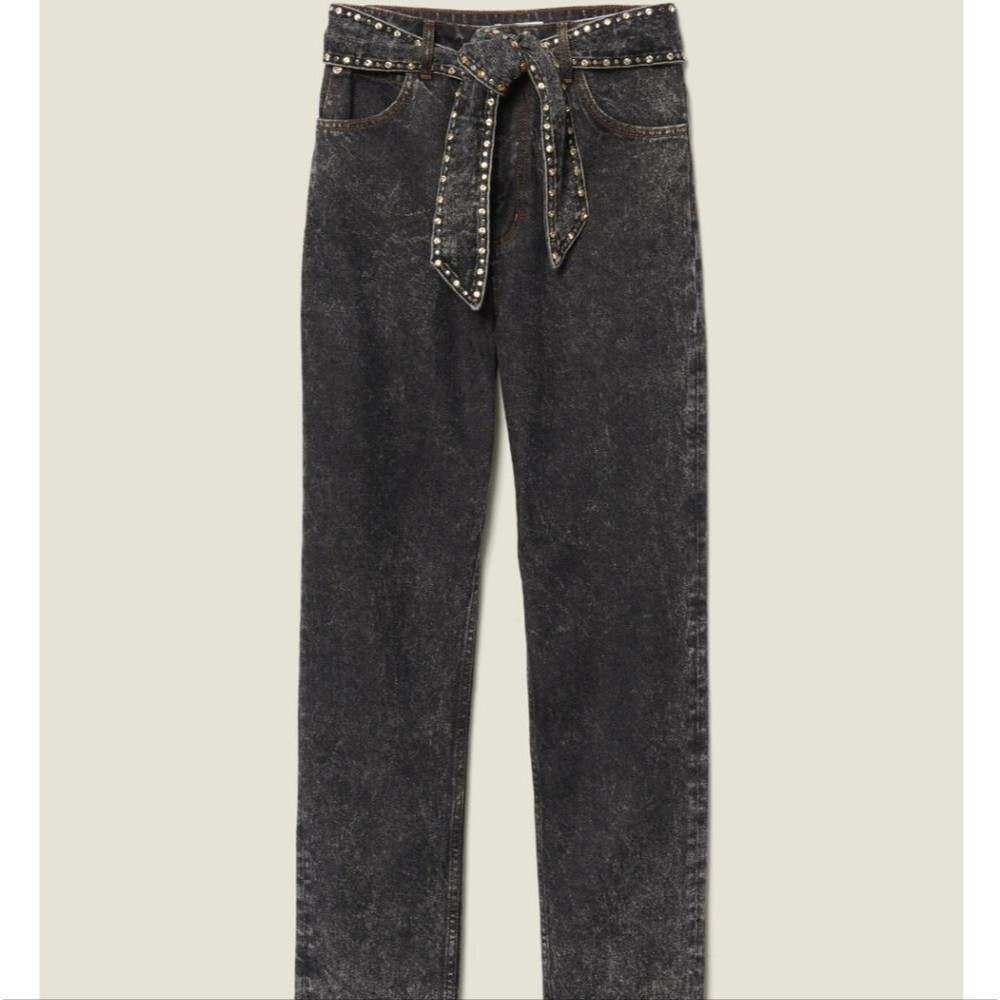 Sandro Black High Rise Women Jeans. Black Freed Crystal jeans. Size 42 EU/ 10 US